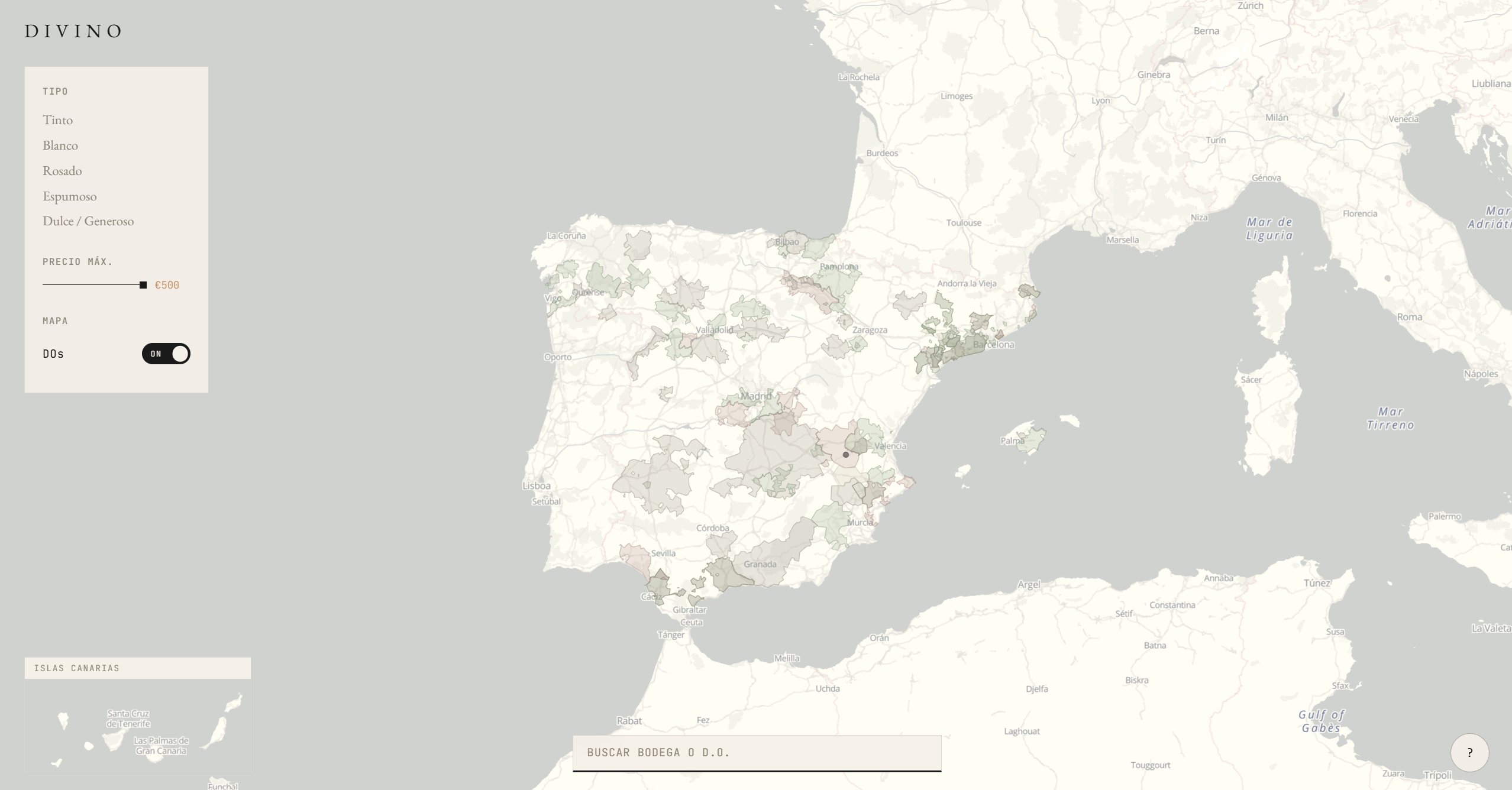 Divino, the map of Spanish wine