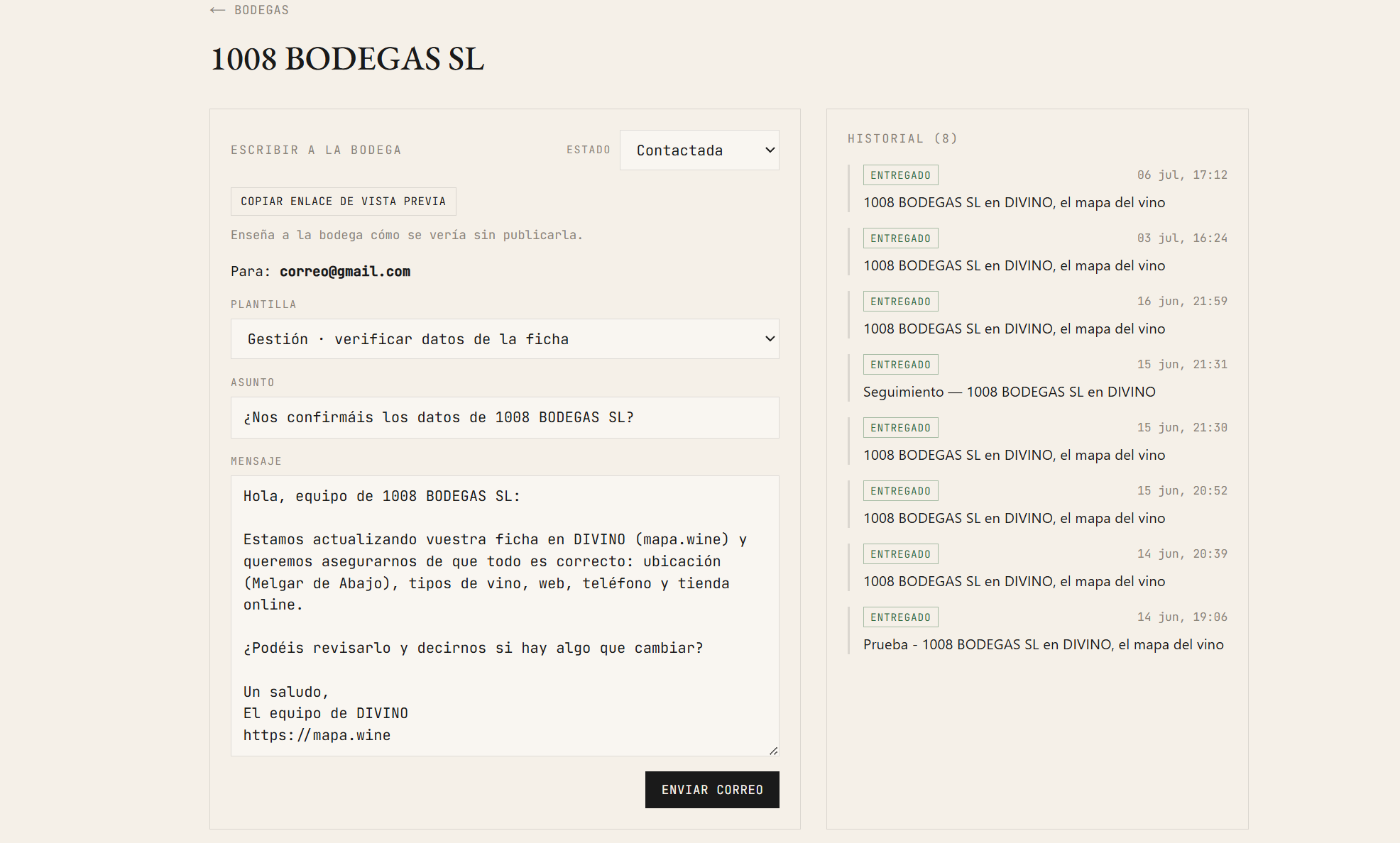 Divino internal mail system
